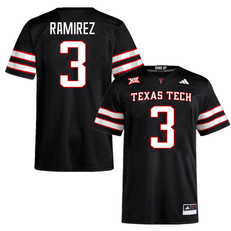 #3 Bryce Ramirez Texas Tech Red Raiders Jerseys College Football Uniforms Stitched-Black #3 Bryce Ramirez Texas Tech Red Raiders Jerseys College Football Uniforms Stitched-Black